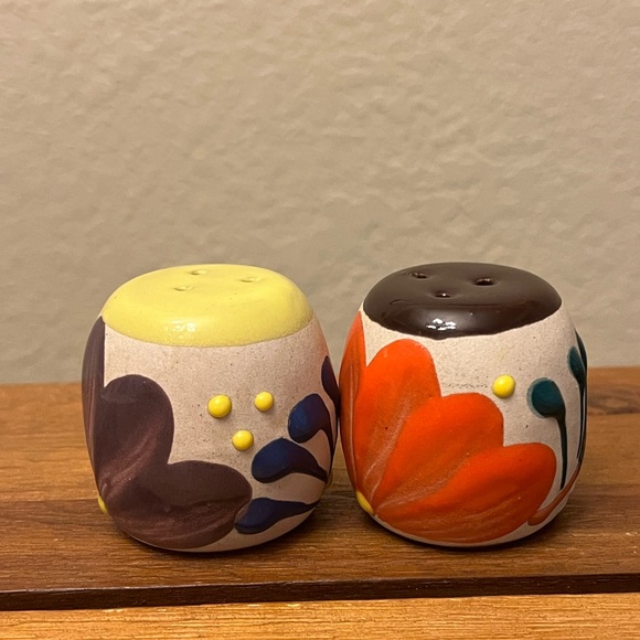 Other - Vintage Hand-Painted Ceramic Salt & Pepper Shakers Boho Floral Design – 3” Tall